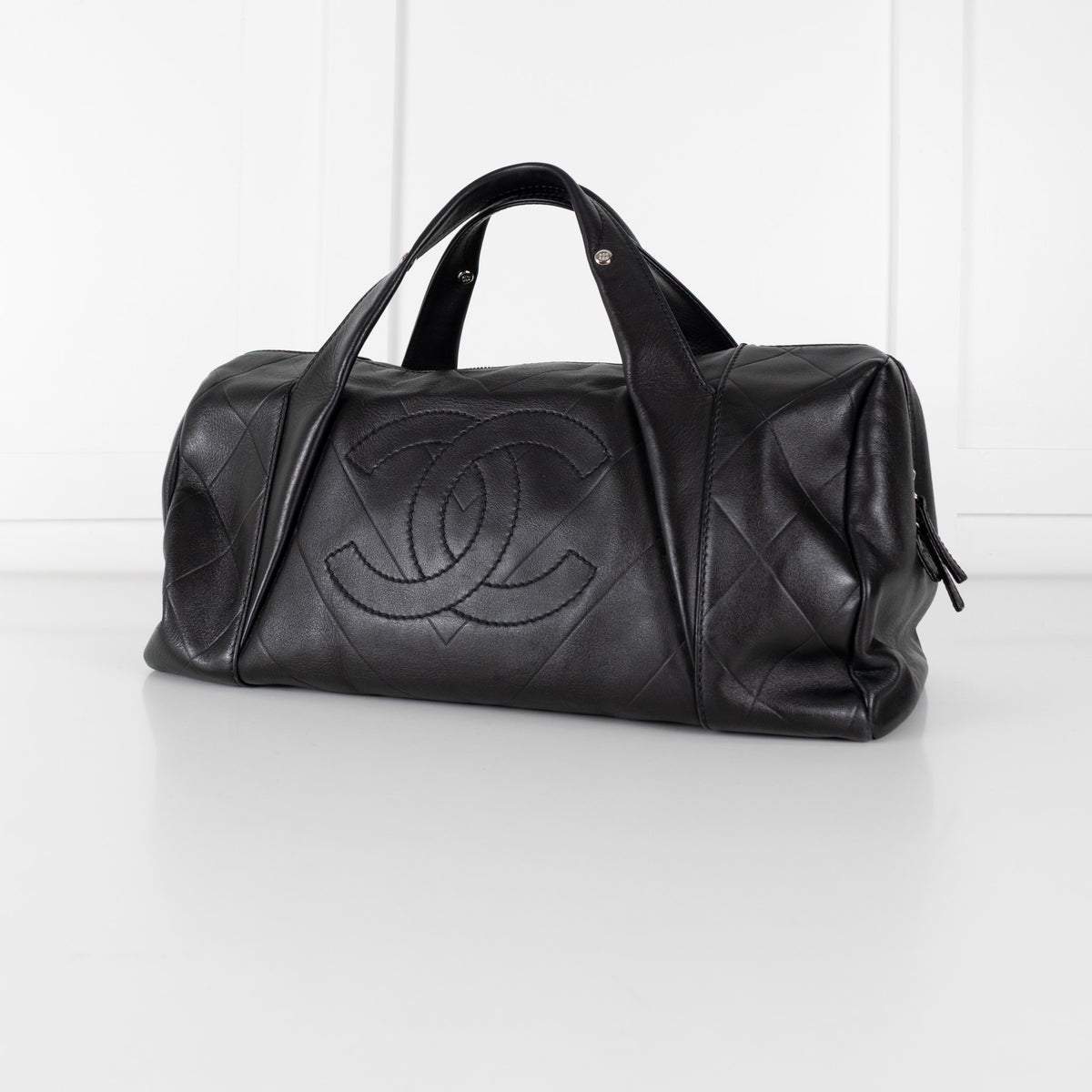 Chanel Black Calf Skin All Day Boston Bowler Bag