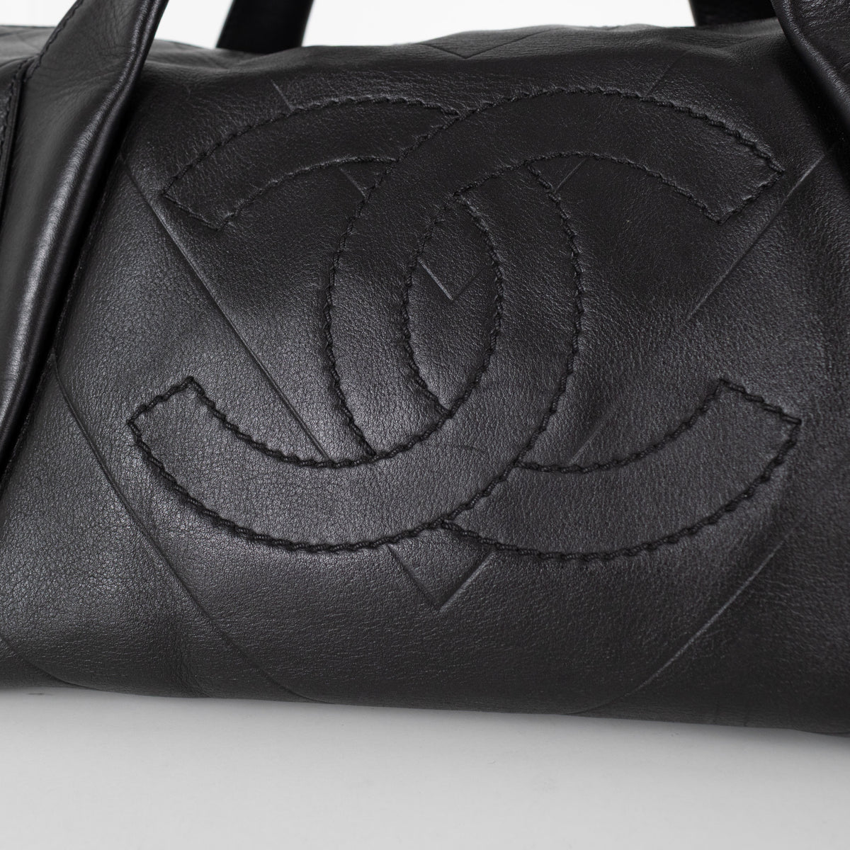 Chanel Black Calf Skin All Day Boston Bowler Bag