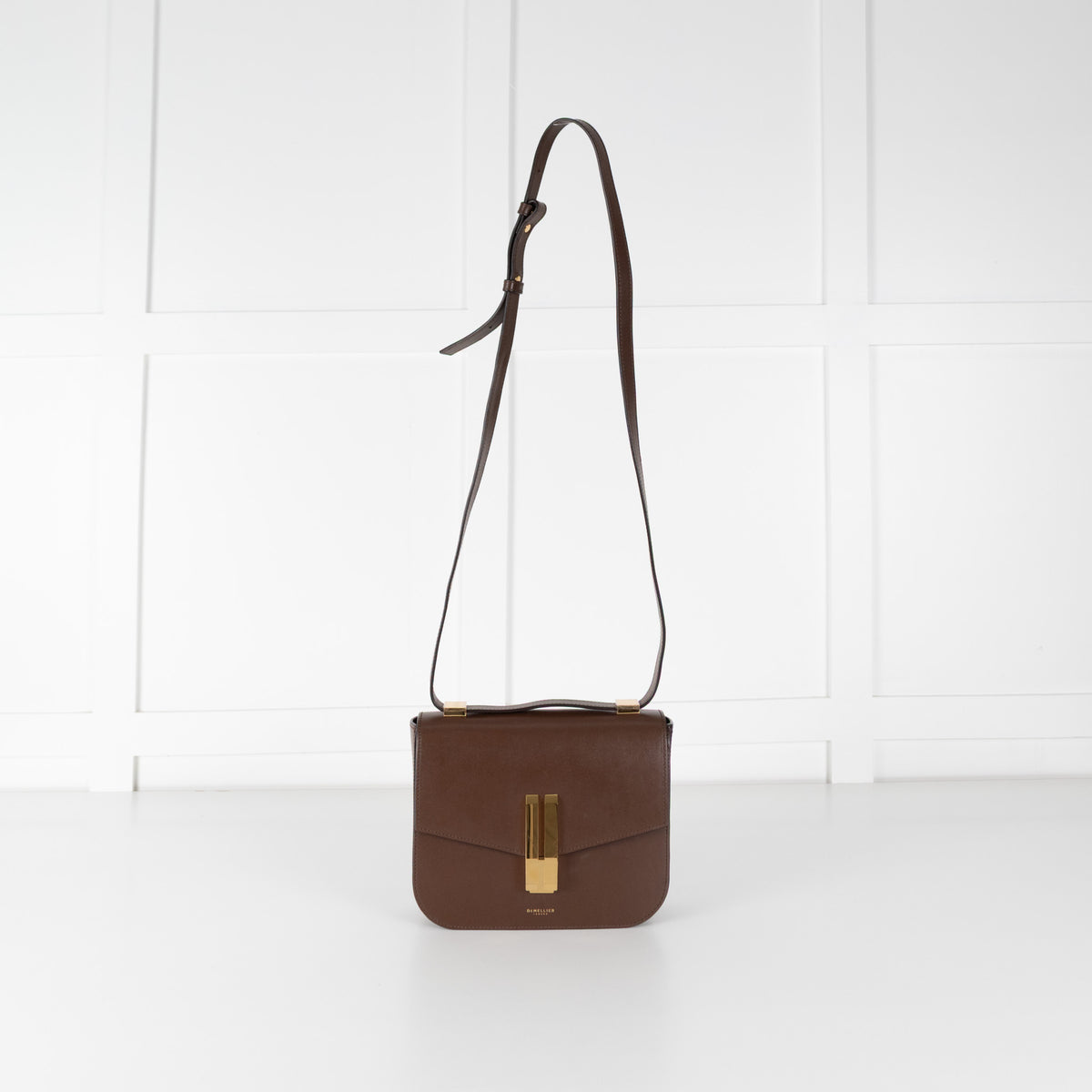 Demellier Chocolate Brown Leather Vancouver Crossbody Bag