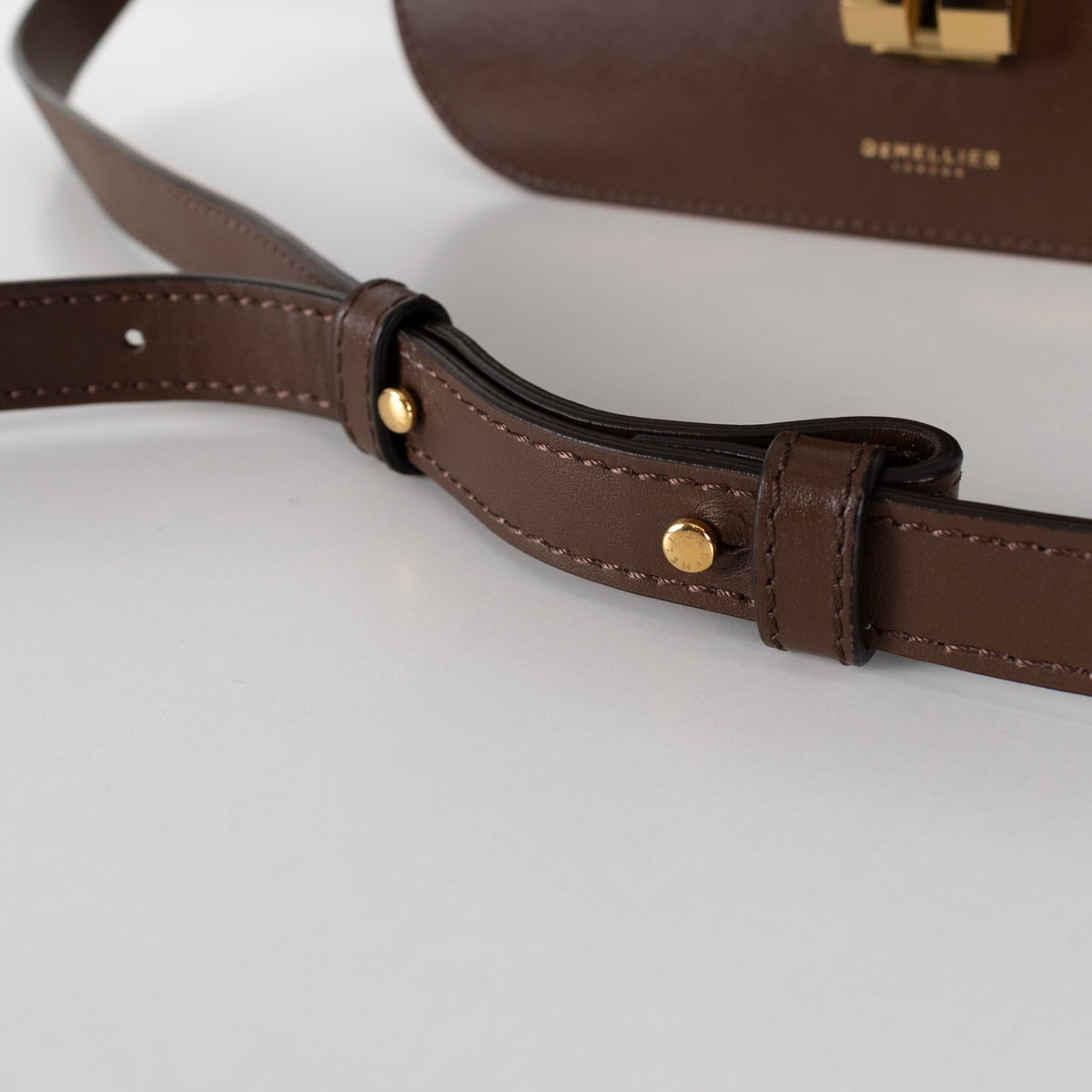 Demellier Chocolate Brown Leather Vancouver Crossbody Bag