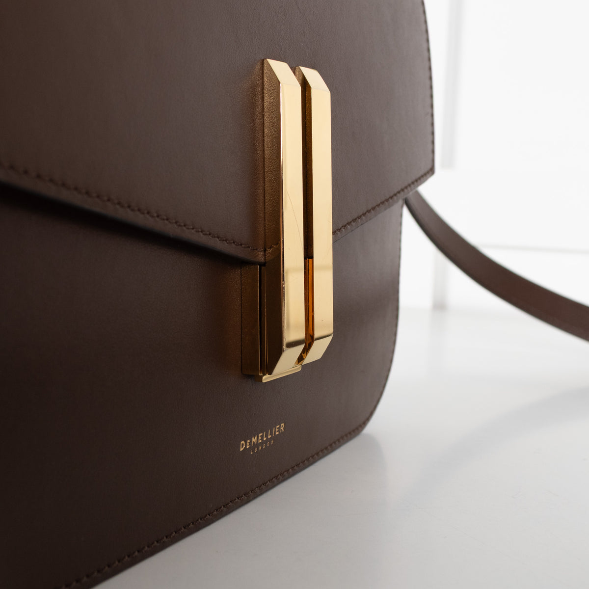 Demellier Chocolate Brown Leather Vancouver Crossbody Bag