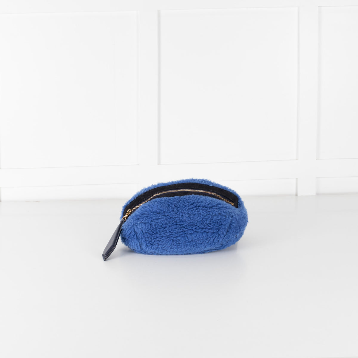 Max Mara Blue Faux Fur Leather Strap Bum Bag