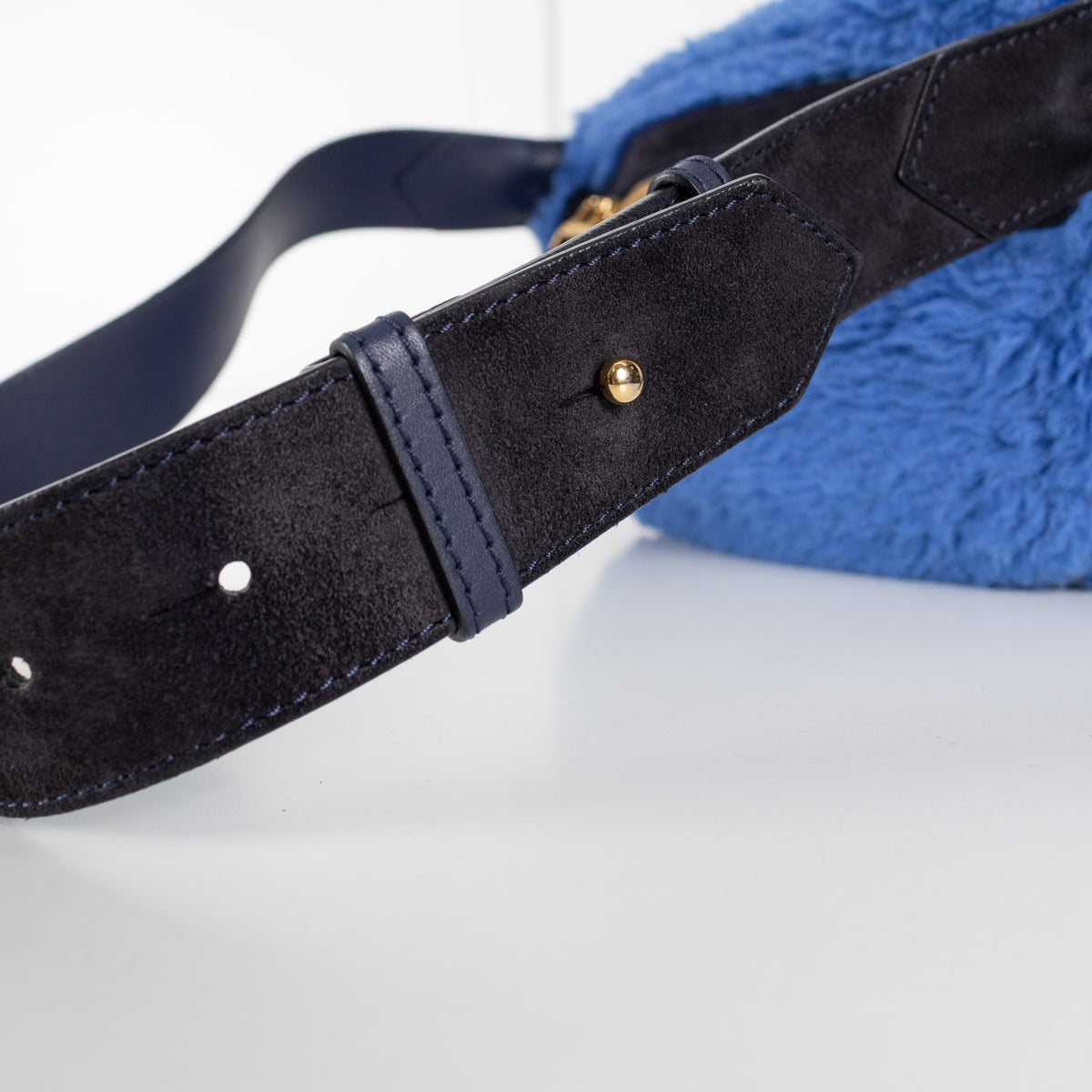 Max Mara Blue Faux Fur Leather Strap Bum Bag
