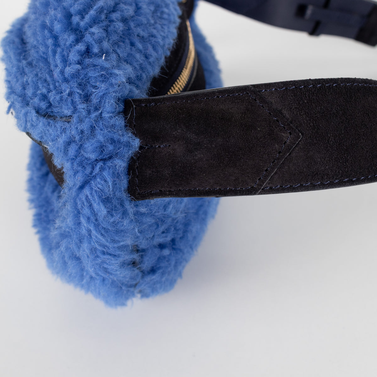 Max Mara Blue Faux Fur Leather Strap Bum Bag