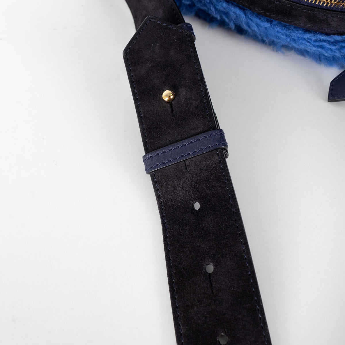 Max Mara Blue Faux Fur Leather Strap Bum Bag