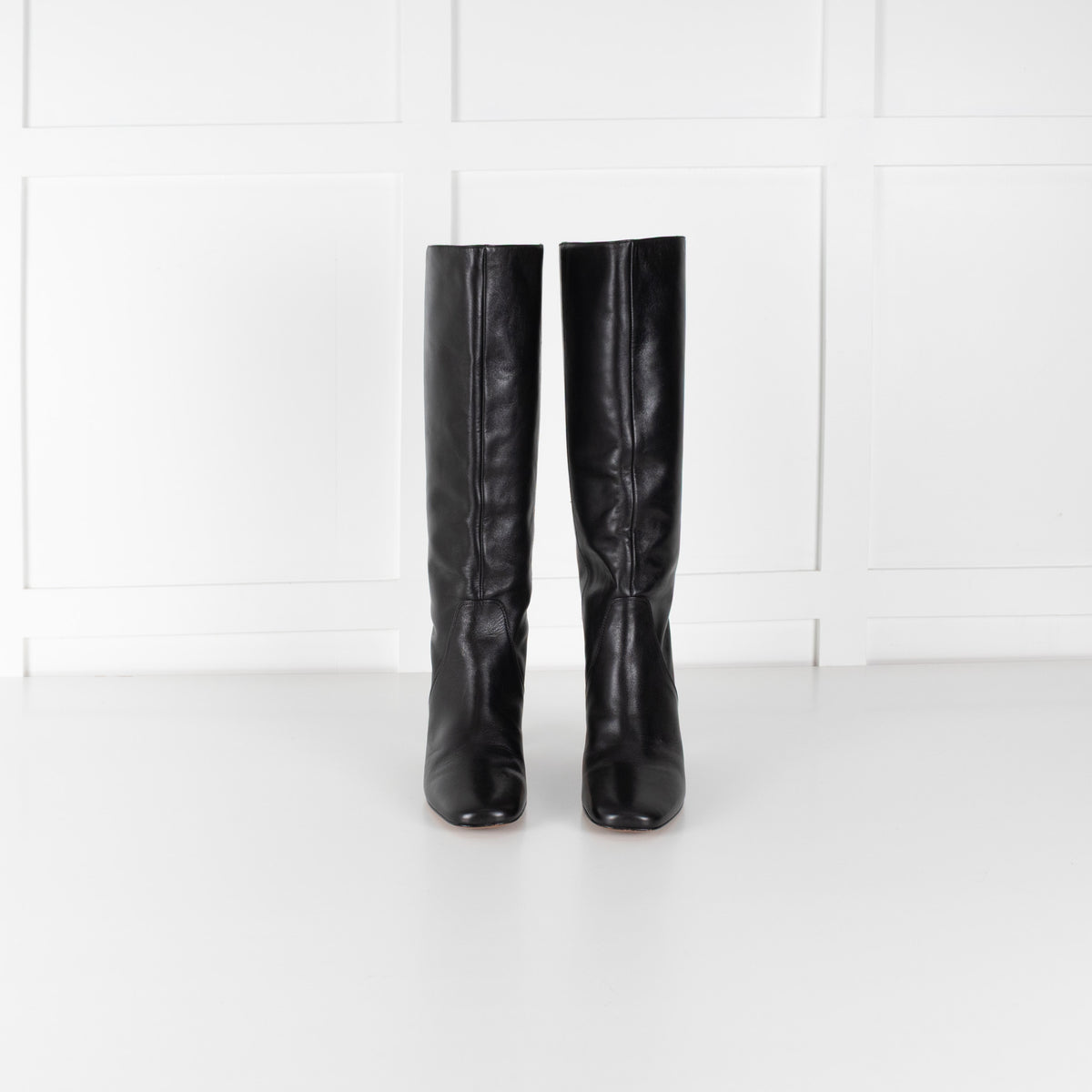 Maje Black Square Toe Leather Boots