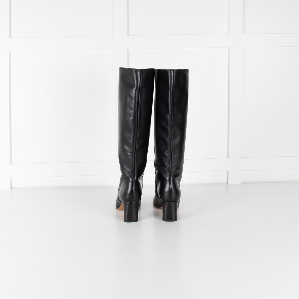 Maje Black Square Toe Leather Boots