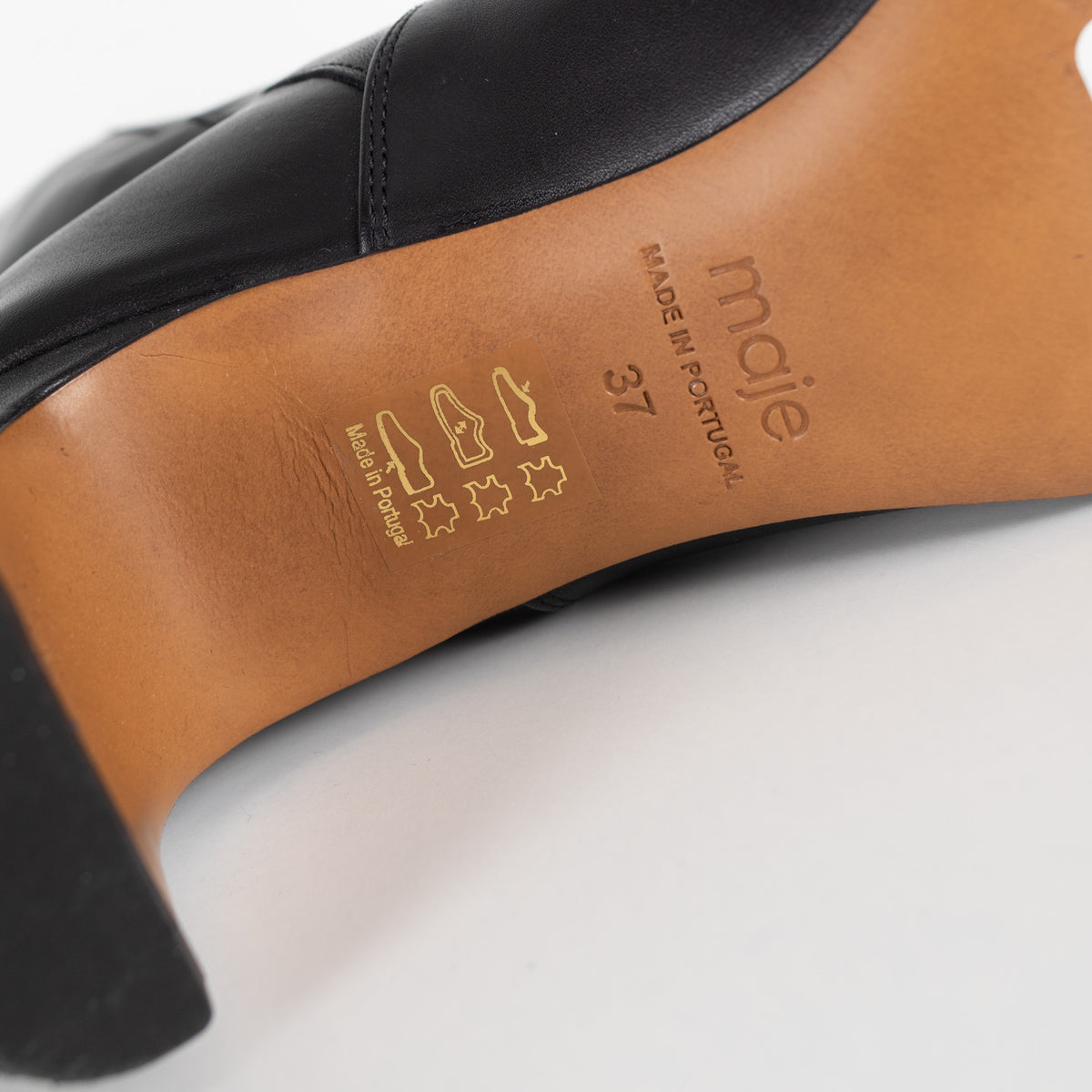 Maje Black Square Toe Leather Boots