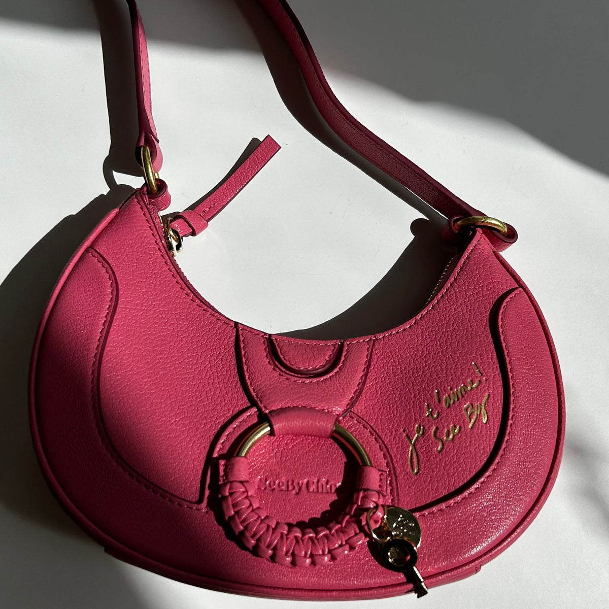 See By Chloe Pushy Pink Hana Half Moon Bag