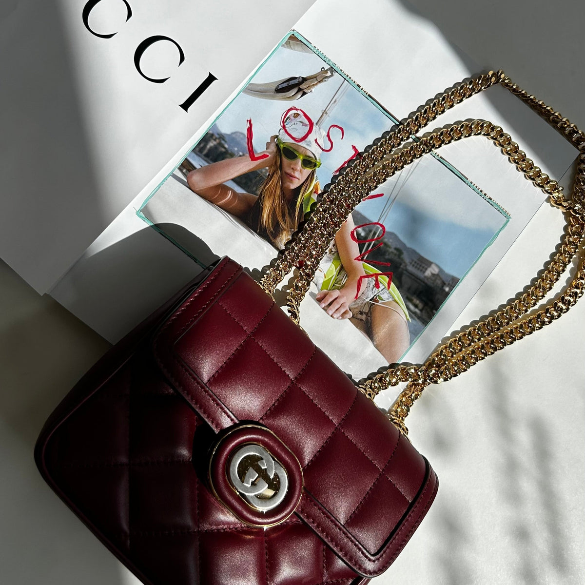 Gucci Red Deco Mini Quilted Leather Shoulder Bag