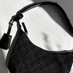Gucci Black Monogram Horsebit Slim Small Shoulder Bag