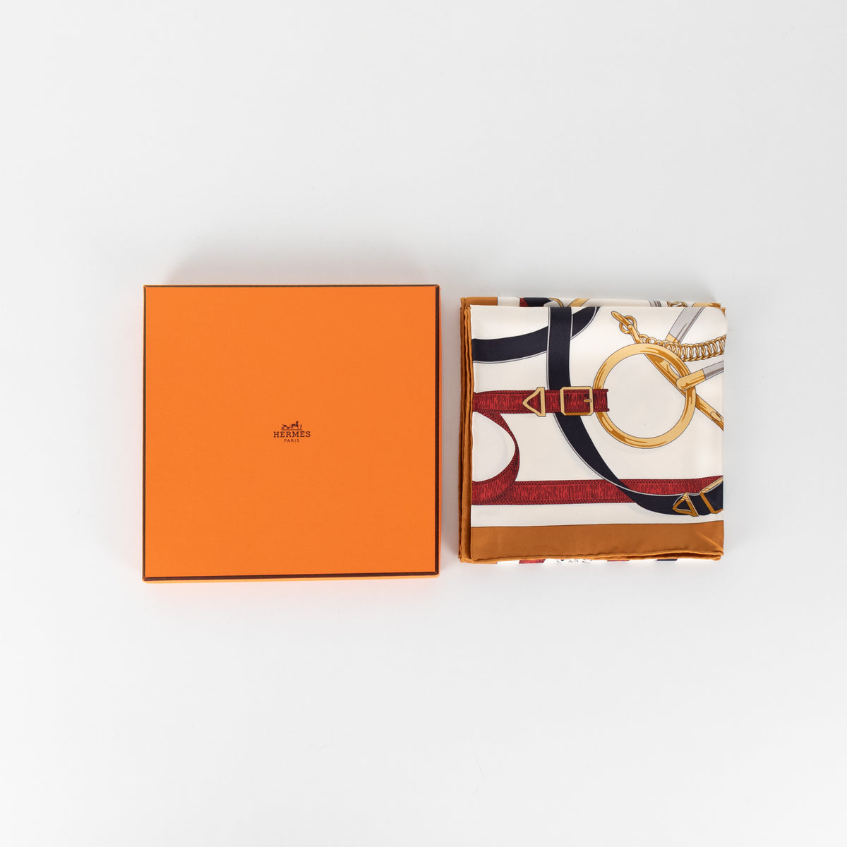 Hermes Cream Eperon d'Or Silk Scarf