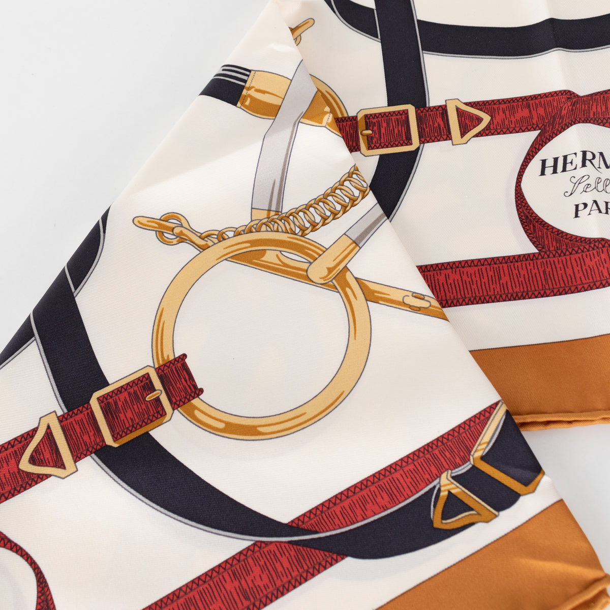 Hermes Cream Eperon d'Or Silk Scarf