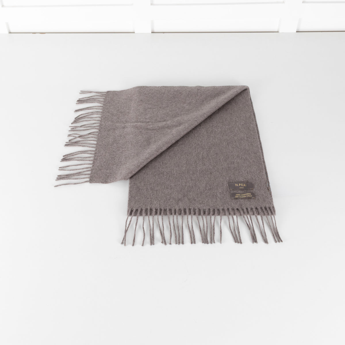 N.Peal Beige Cashmere Fringe Scarf