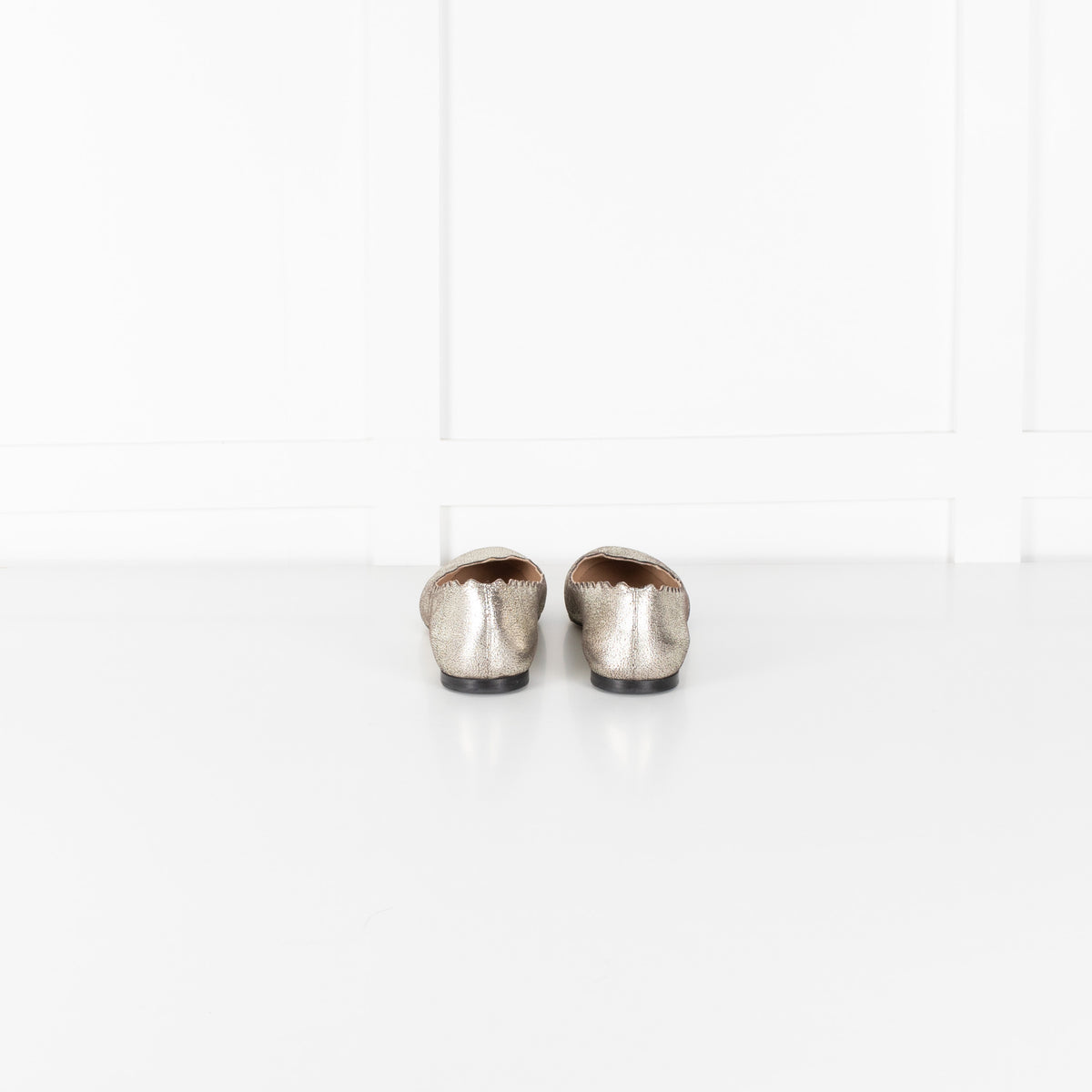 Chloe Distressed Gold Leather Ballerines
