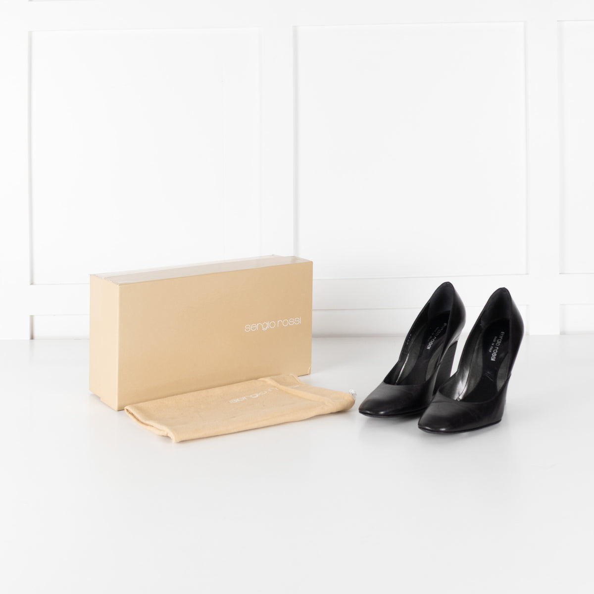 Sergio Rossi Black Wedge High Heel