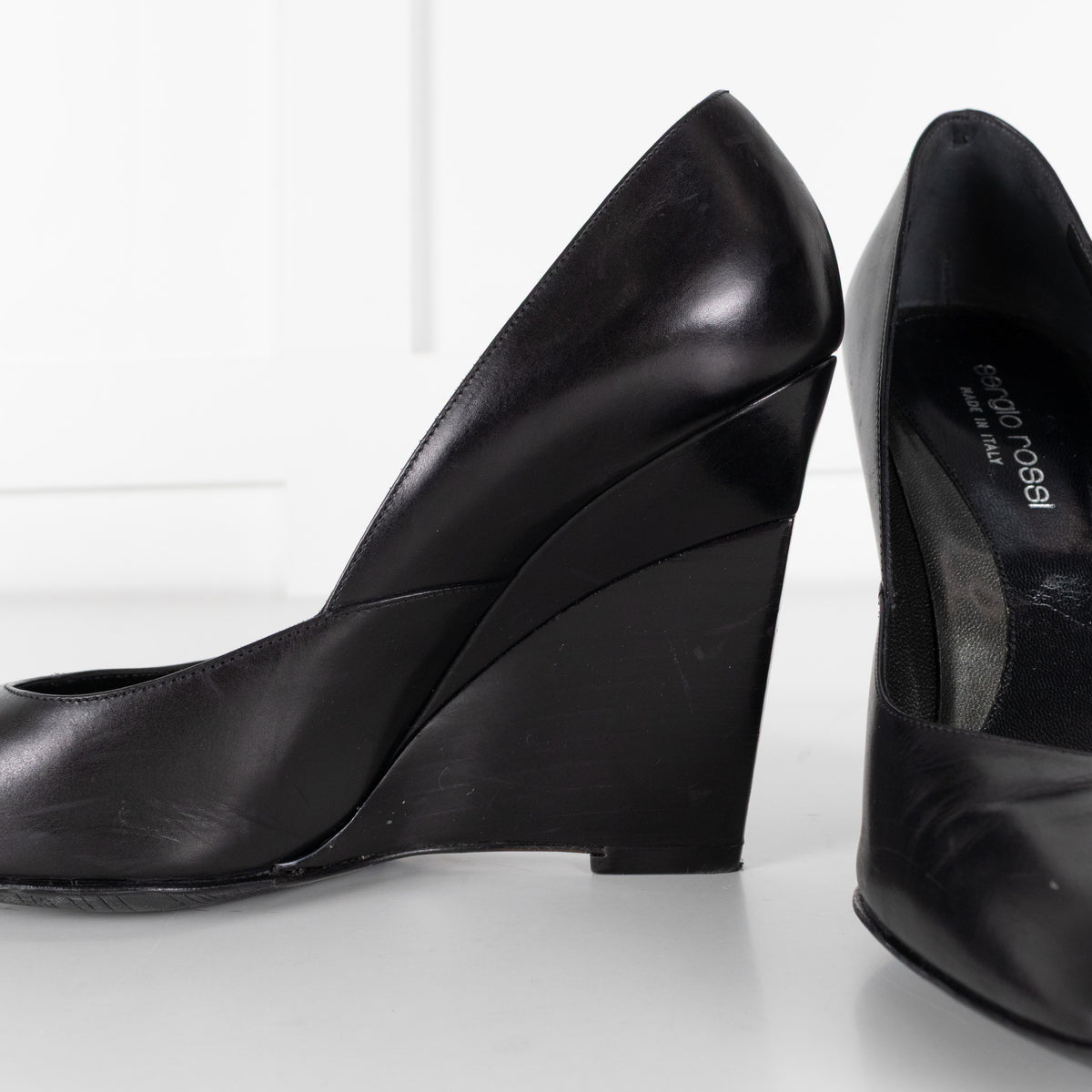 Sergio Rossi Black Wedge High Heel