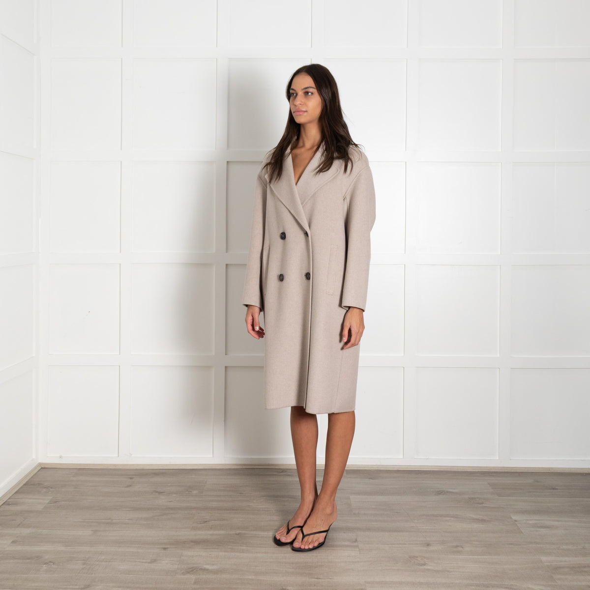'S Max Mara Beige Oversized Double Breasted Wool Coat