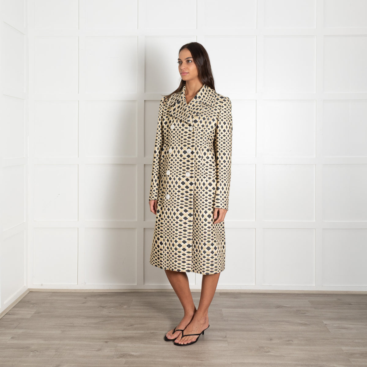 Prada Crockett Black and Gold  Jaquard Coat