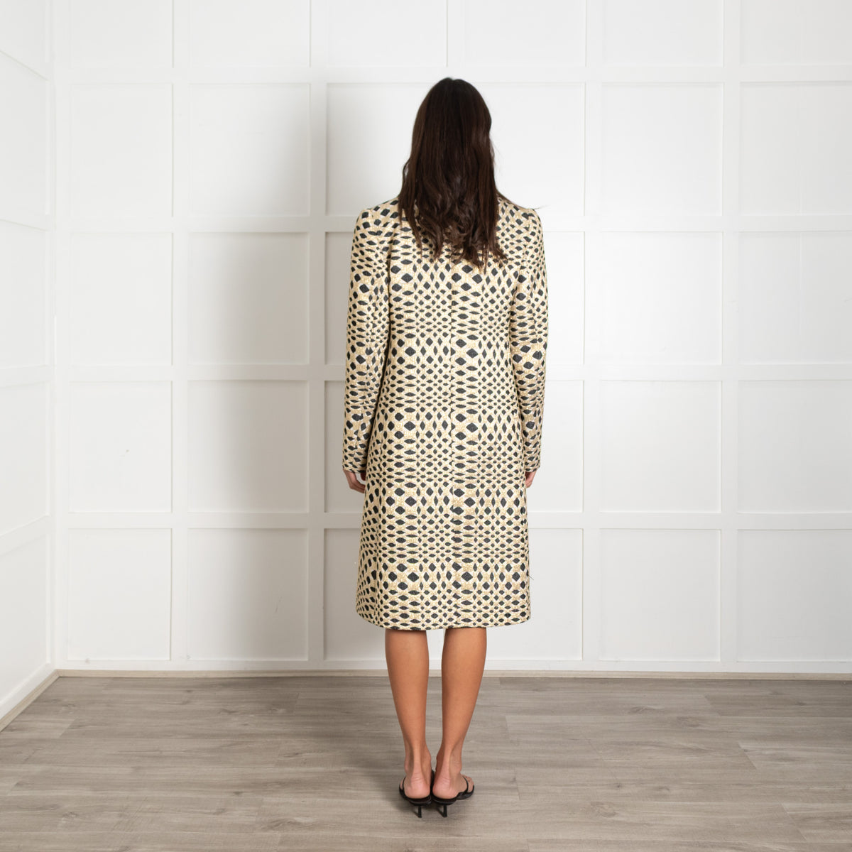 Prada Crockett Black and Gold  Jaquard Coat