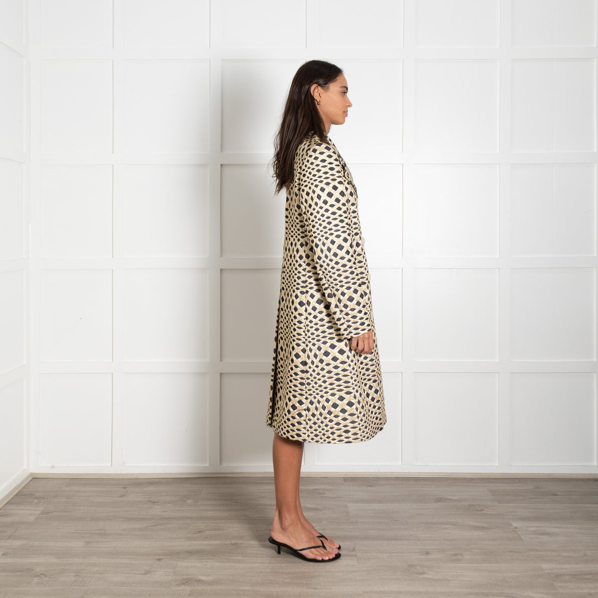 Prada Crockett Black and Gold  Jaquard Coat