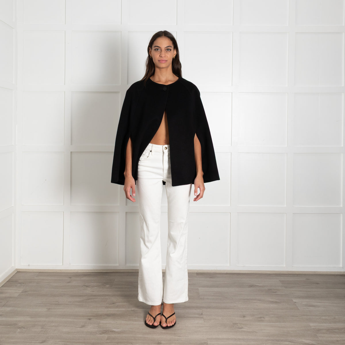 Louise Kennedy Black Wool Blend Short Cape