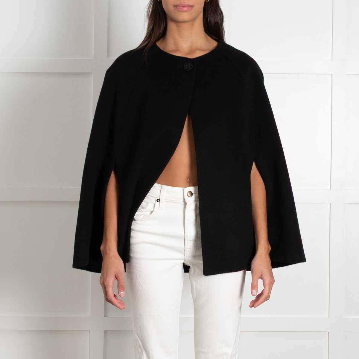 Louise Kennedy Black Wool Blend Short Cape