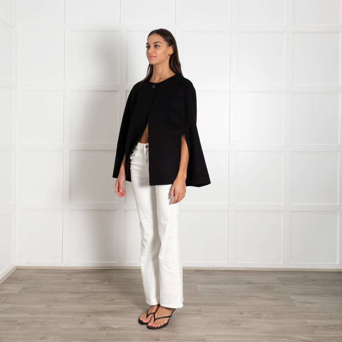 Louise Kennedy Black Wool Blend Short Cape