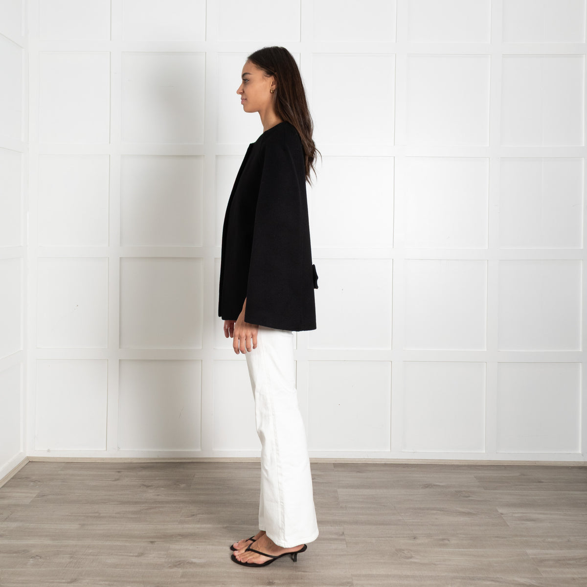 Louise Kennedy Black Wool Blend Short Cape
