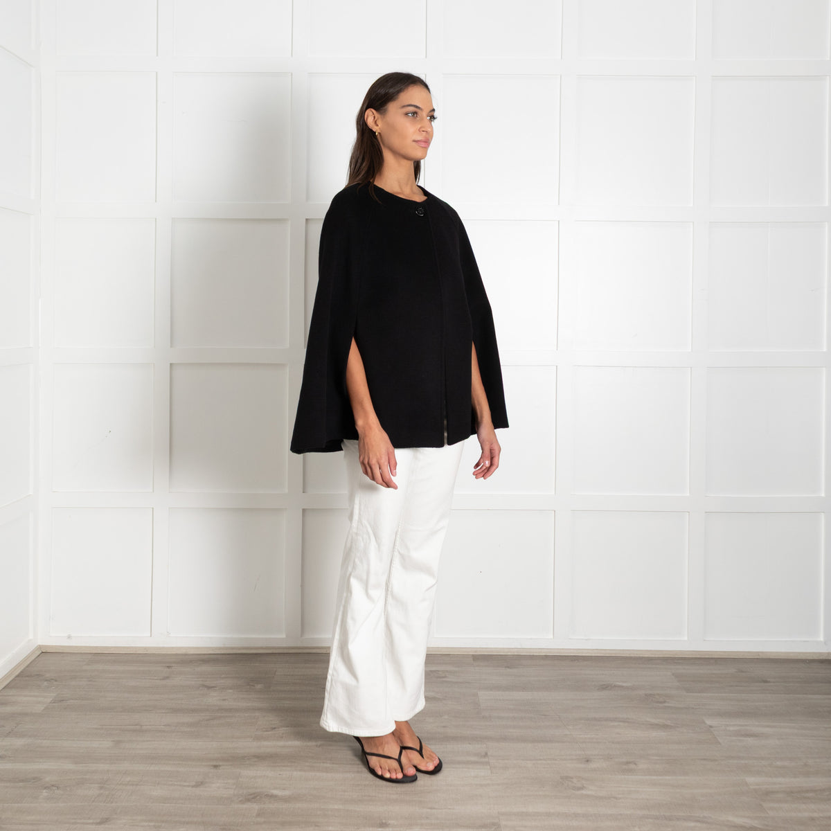 Louise Kennedy Black Wool Blend Short Cape