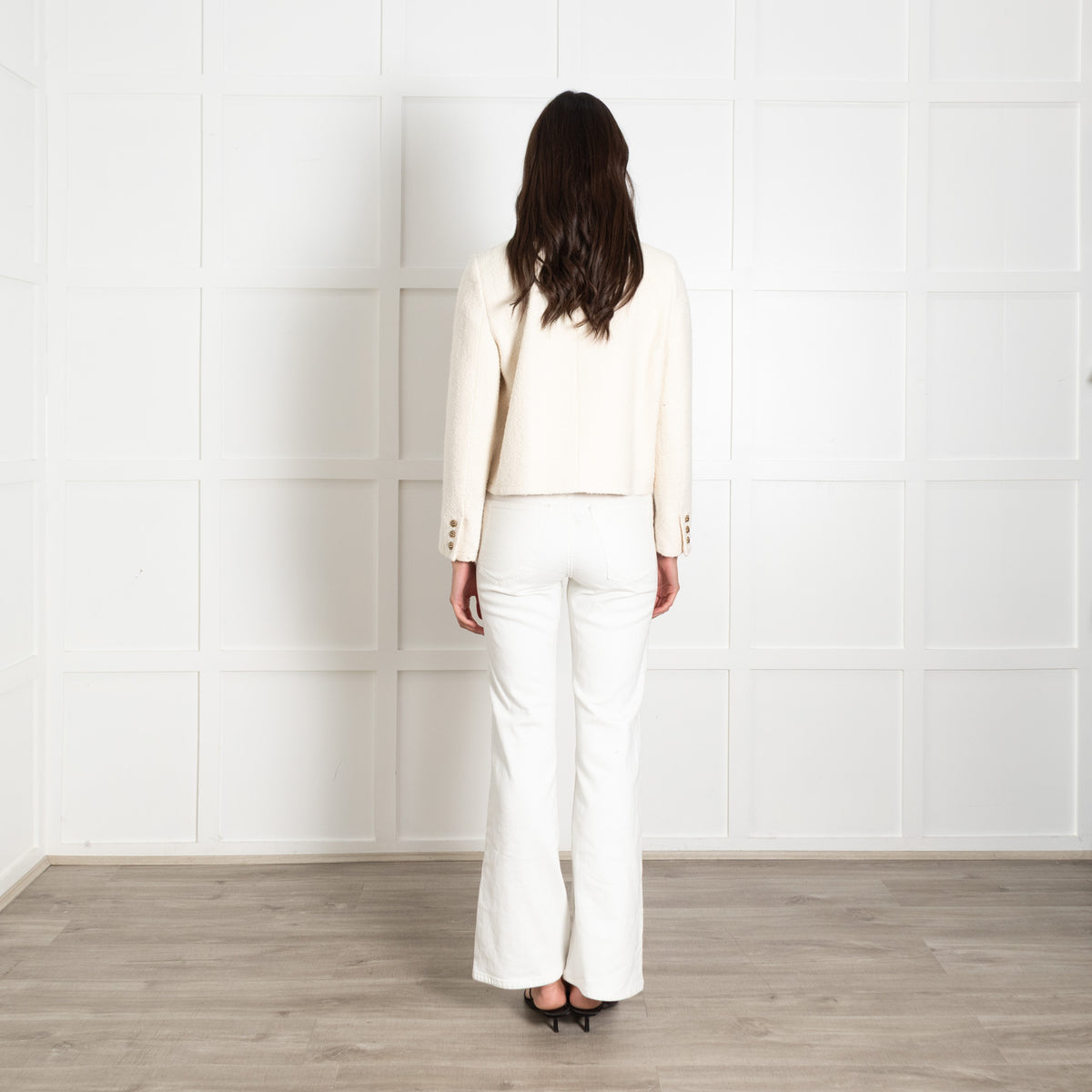Ba&sh Cream Gold Button Tweedy Jacket
