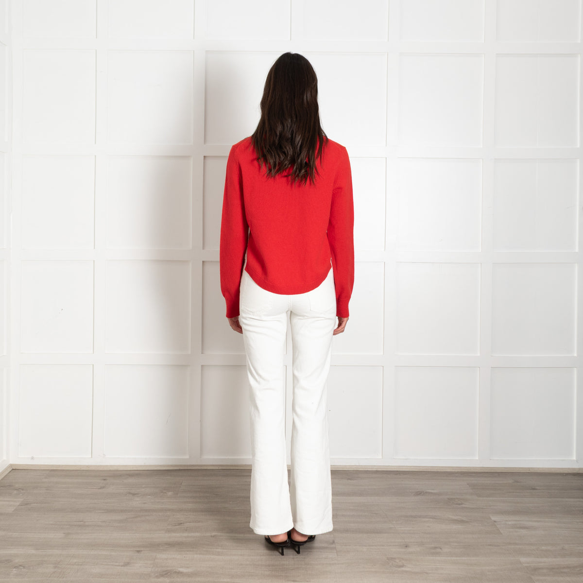 Proenza Schouler Red Intarsia Knit Logo Merino Wool Jumper