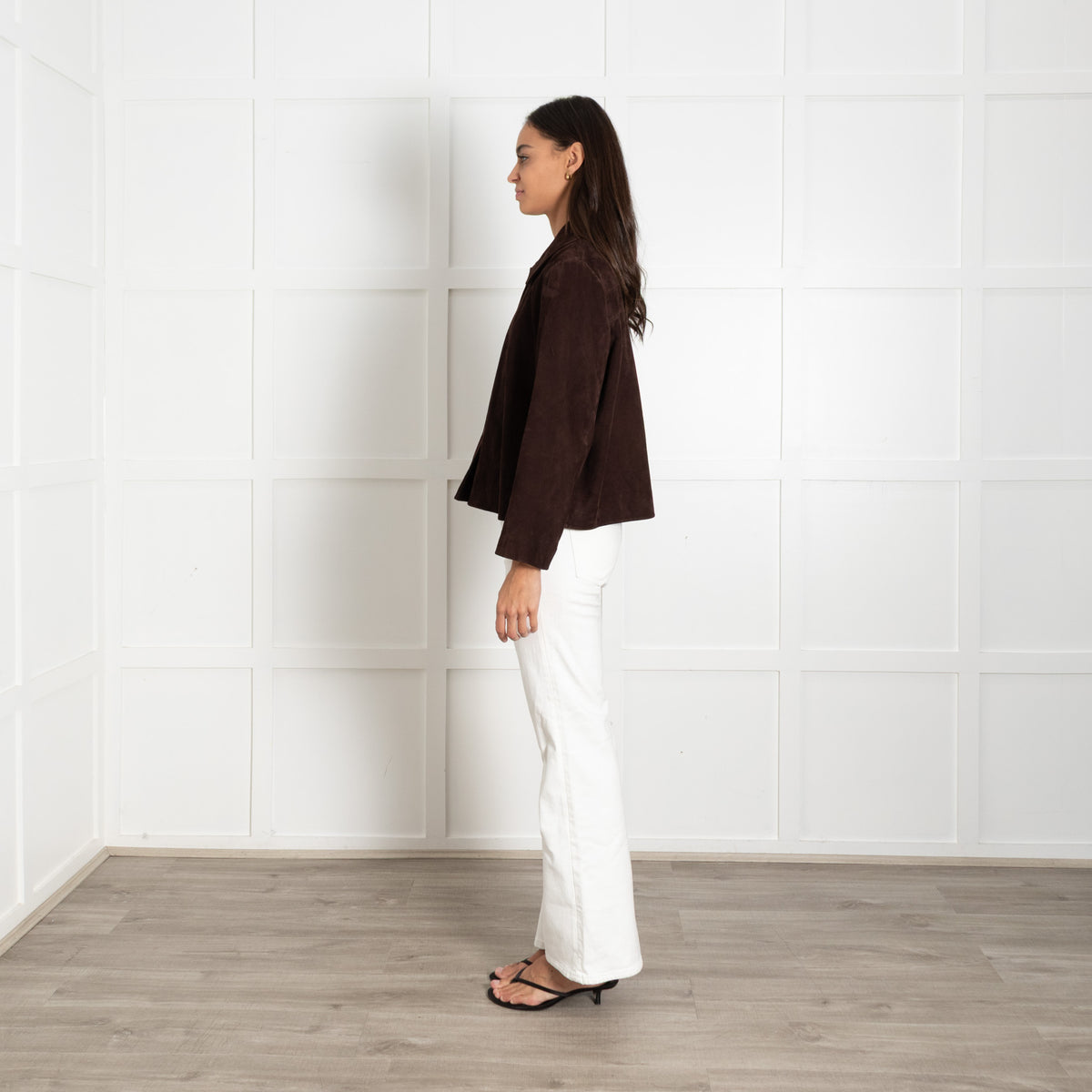 Ba&sh Brown Suede Straight Cut Jacket With Back Pleats