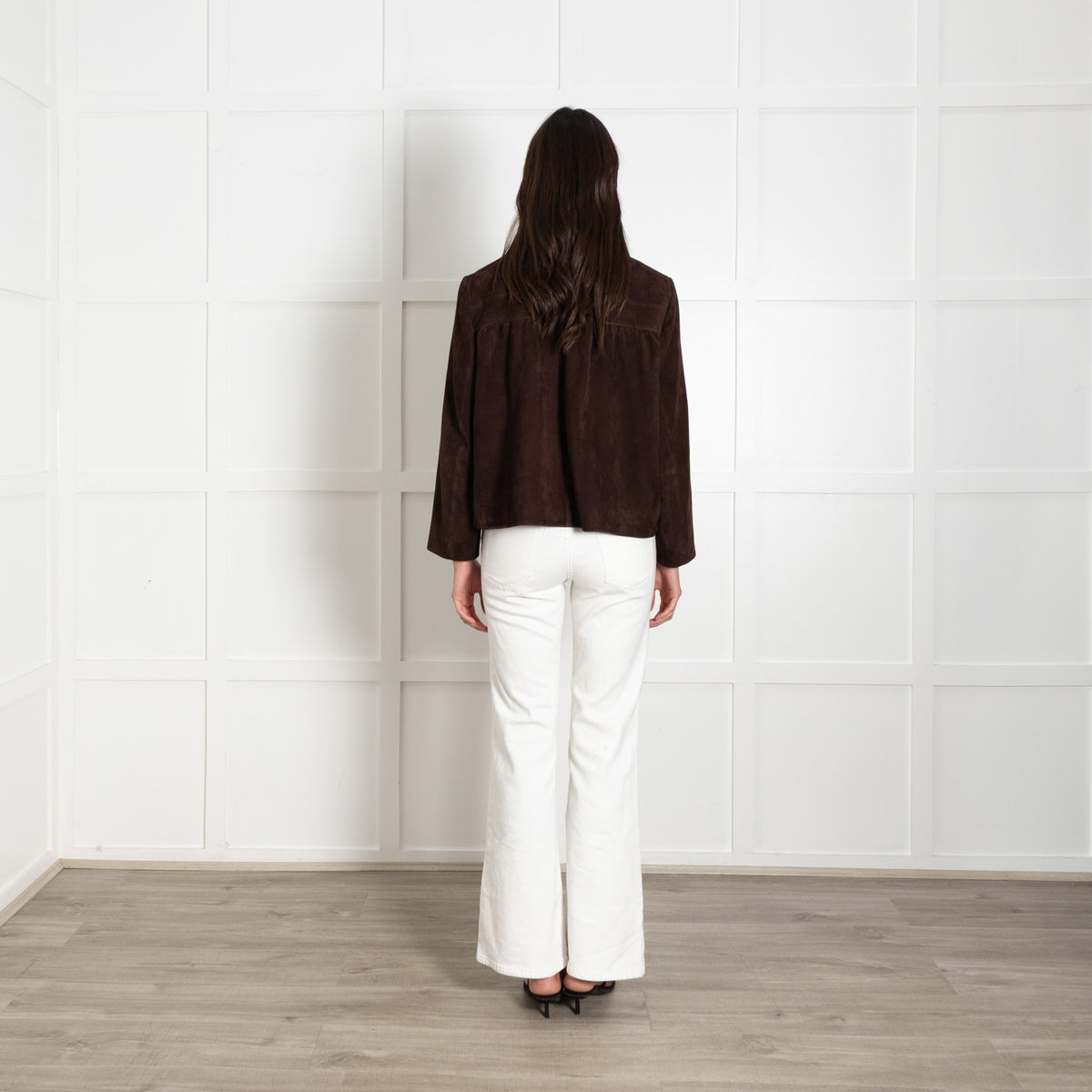 Ba&sh Brown Suede Straight Cut Jacket With Back Pleats
