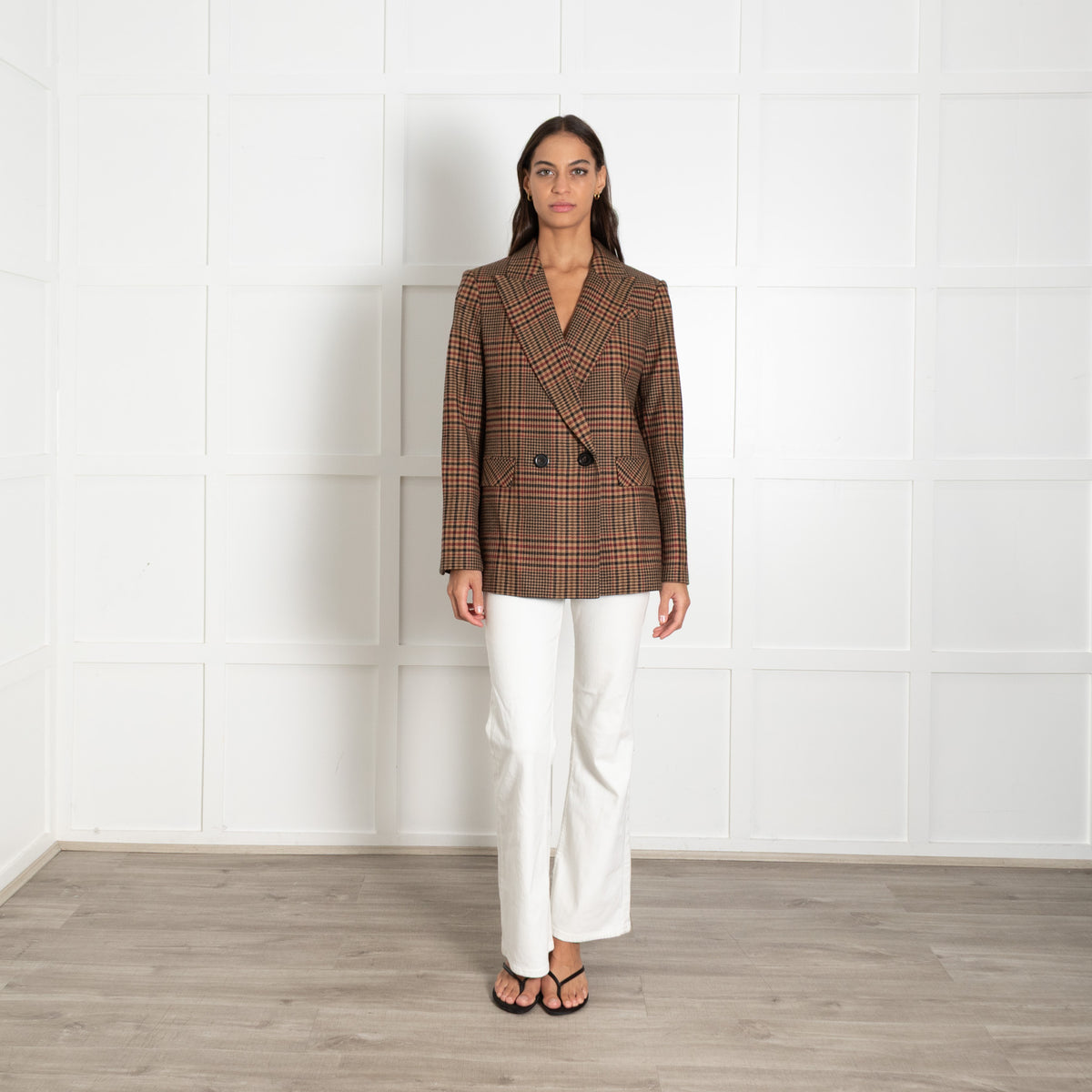Veronica Beard Sevyn Plaid Tan and Black Blazer