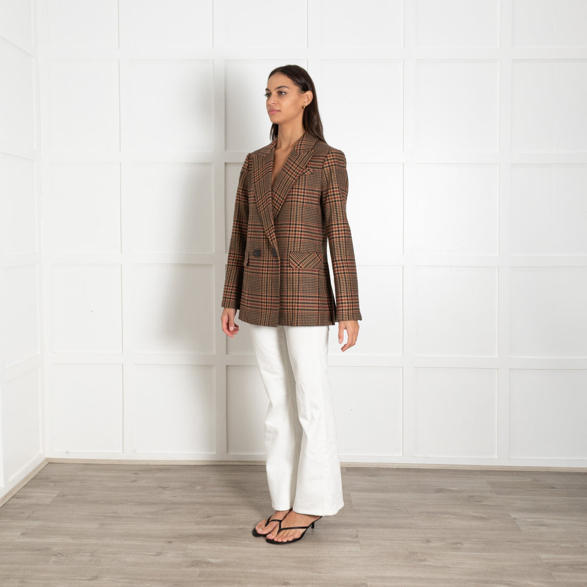 Veronica Beard Sevyn Plaid Tan and Black Blazer