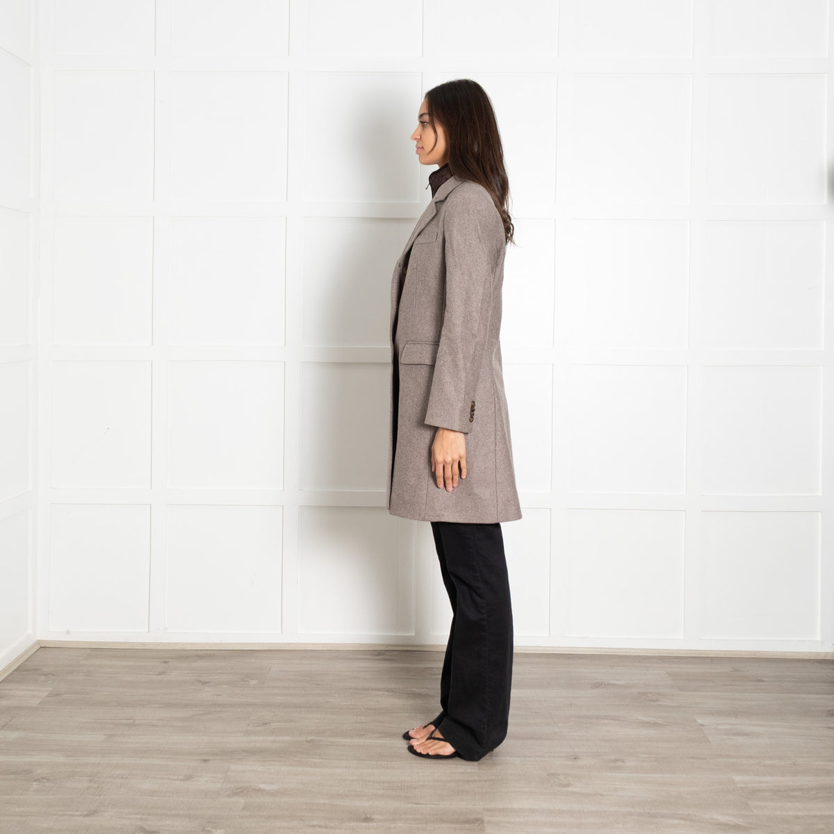 Mabrun Brown Wool Coat With Detachable Brown Quilt Vest