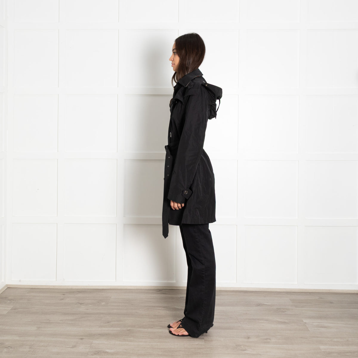 Burberry Brit Black Double Breasted Short Trench Coat