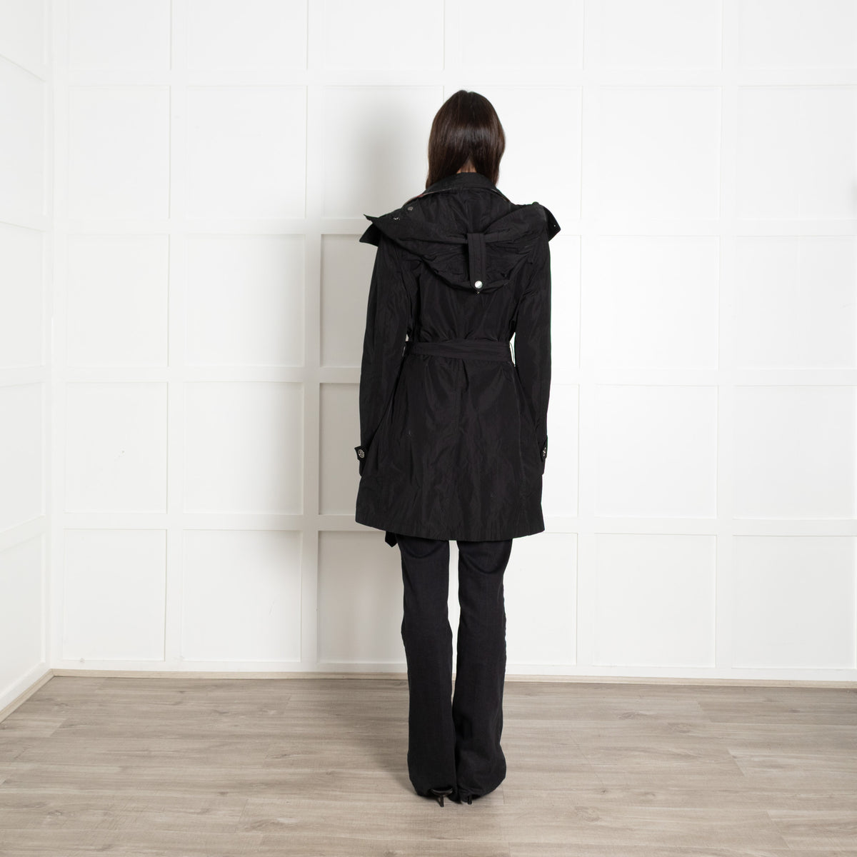 Burberry Brit Black Double Breasted Short Trench Coat