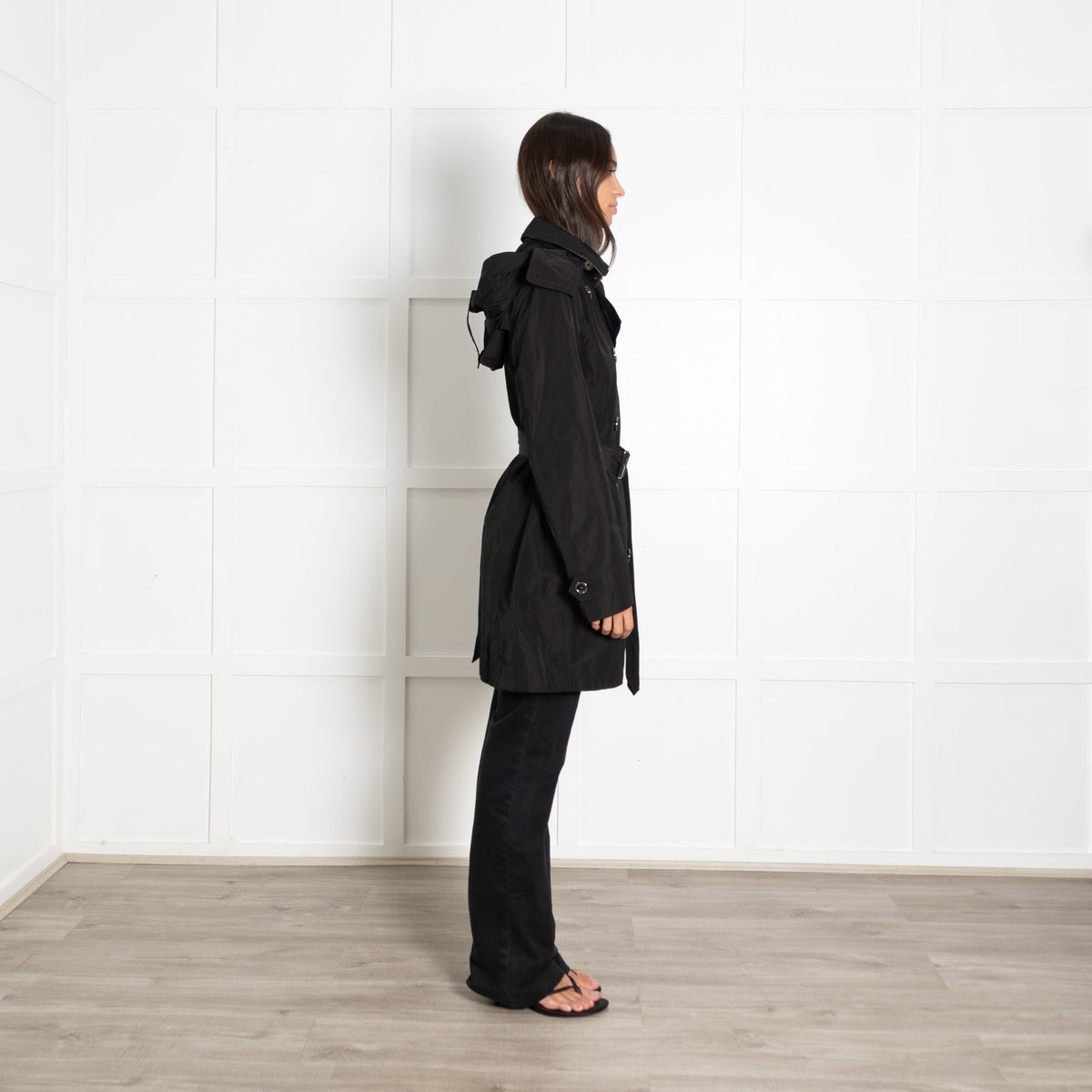 Burberry Brit Black Double Breasted Short Trench Coat