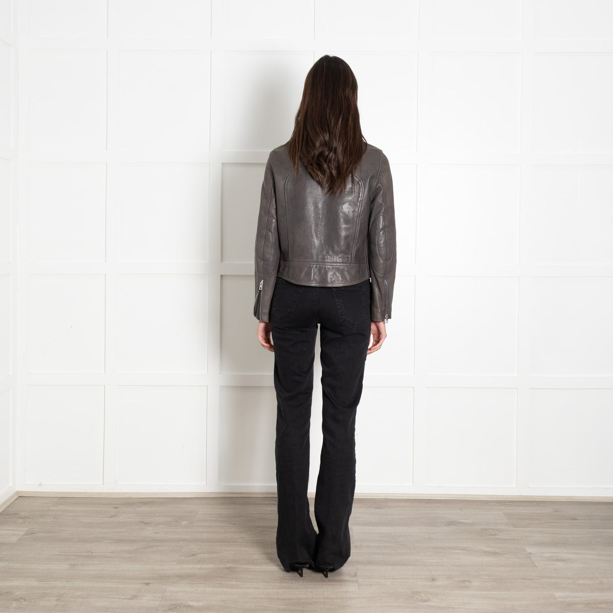 Zadig & Voltaire Grey Leather Biker Jacket