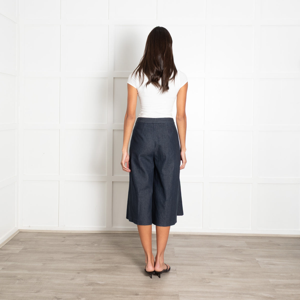MSGM Blue Denim Pleated Detail Culottes