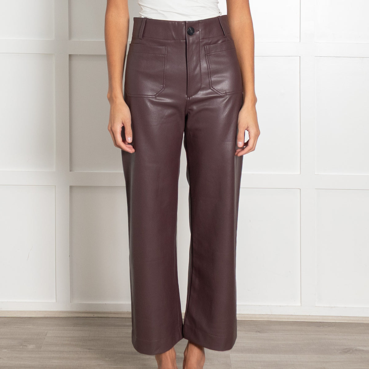 Maeve Mauve Faux Leather Trousers