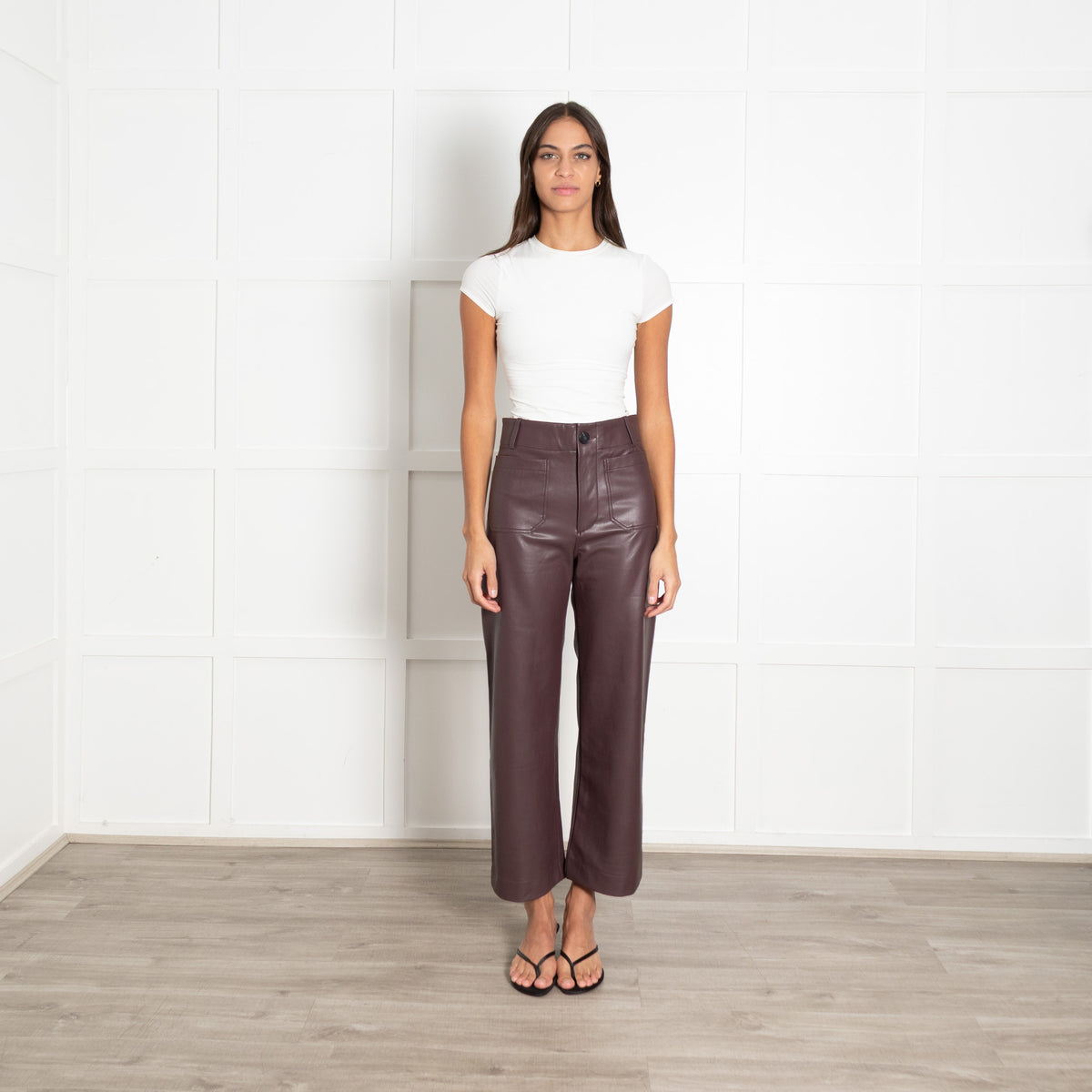 Maeve Mauve Faux Leather Trousers