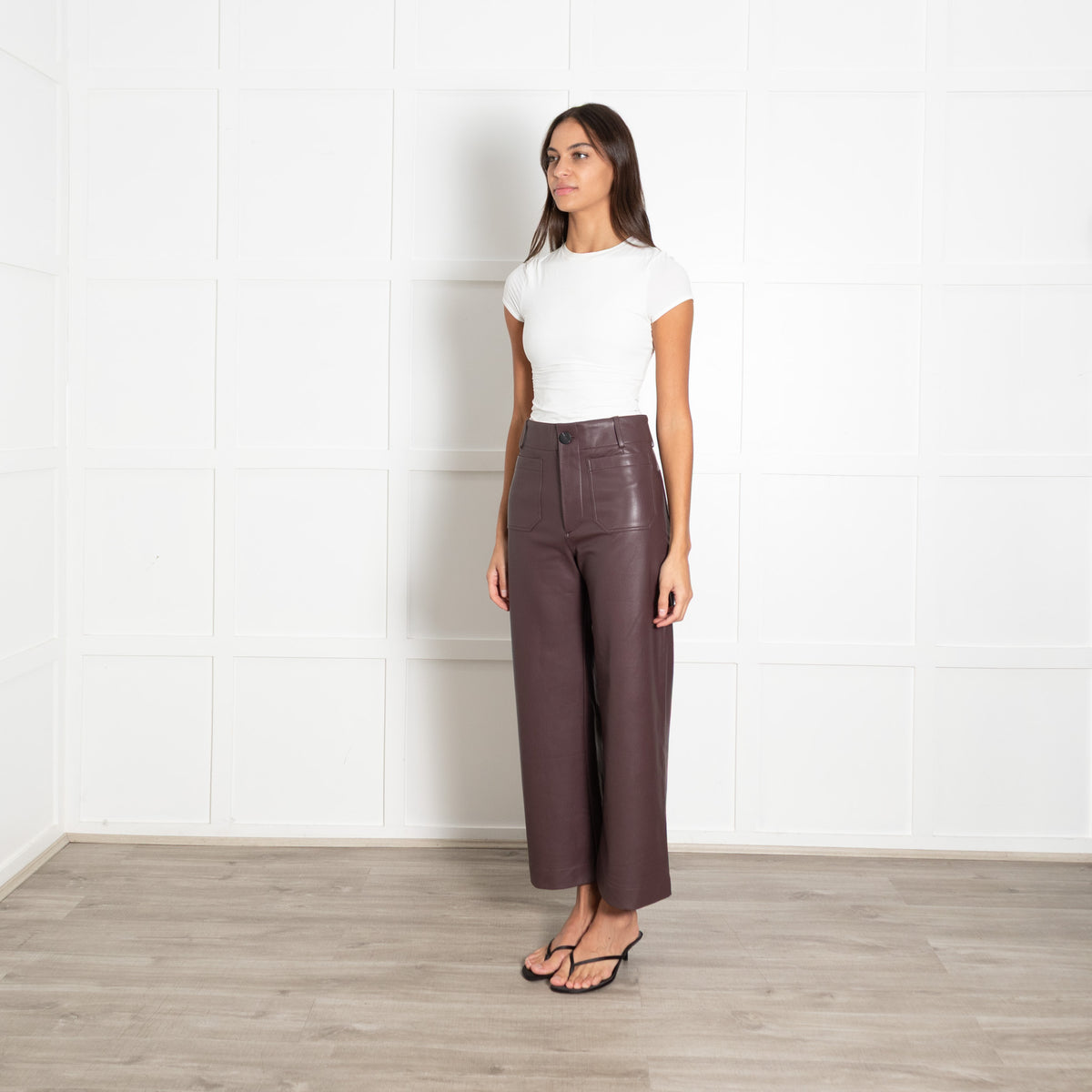 Maeve Mauve Faux Leather Trousers