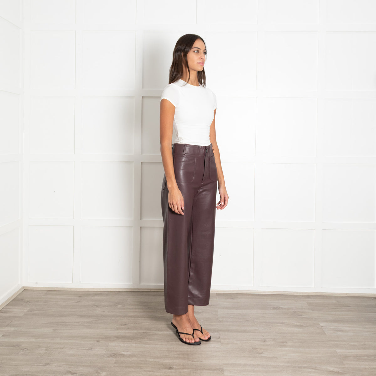 Maeve Mauve Faux Leather Trousers
