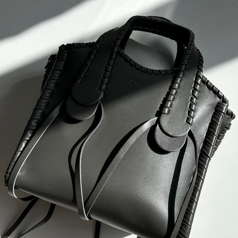 Chloe Elephant Grey Small Whipstitch Tote Bag