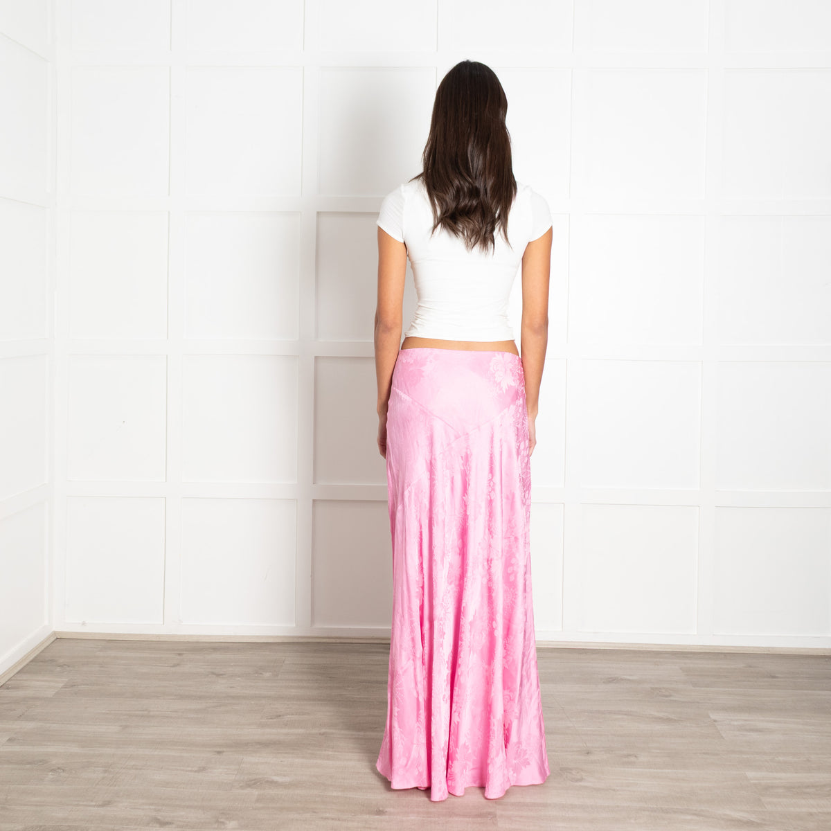 LoveShackFancy Pink On Pink Print Silk Blend Skirt