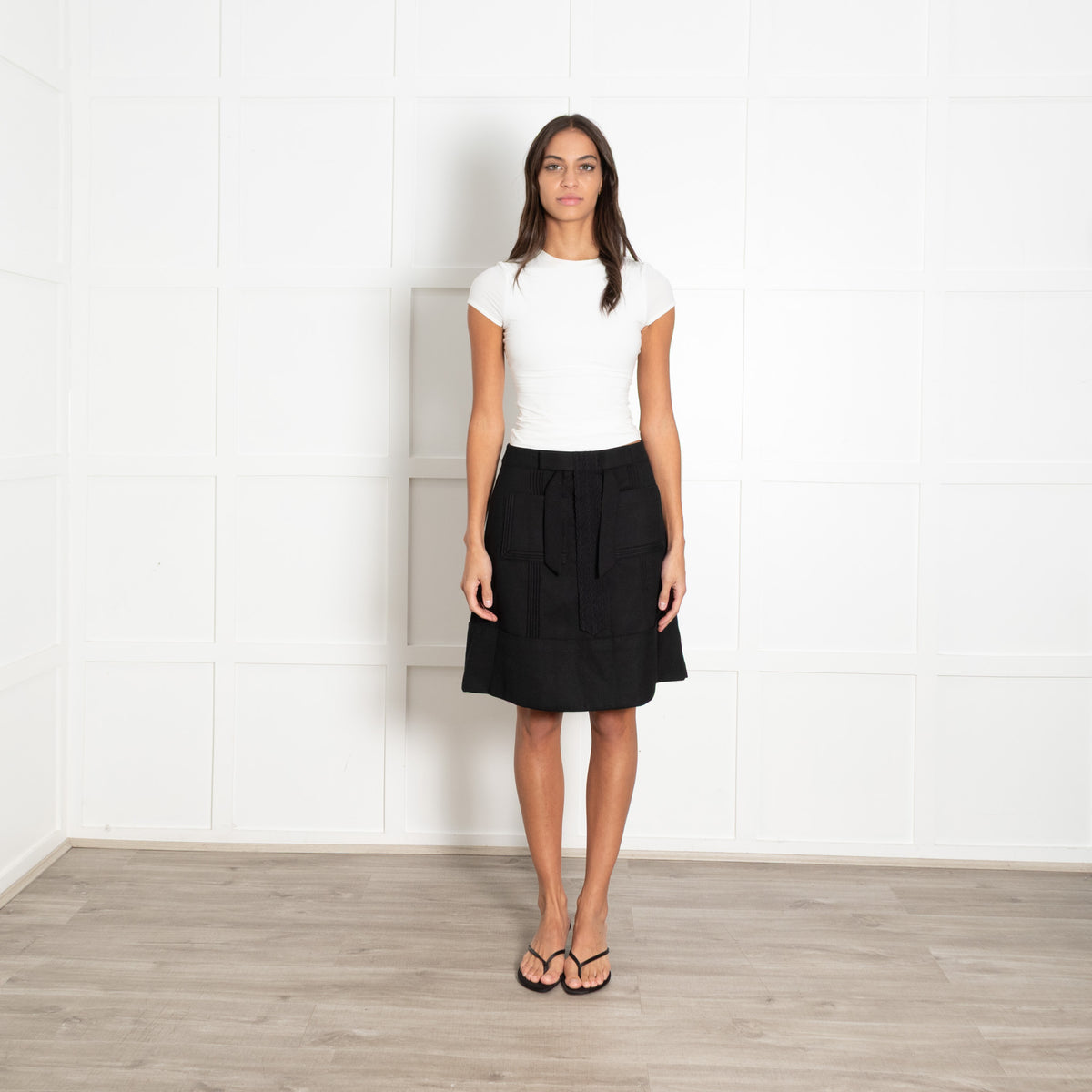 See By Chloe Black Wool Bow Front Skirt