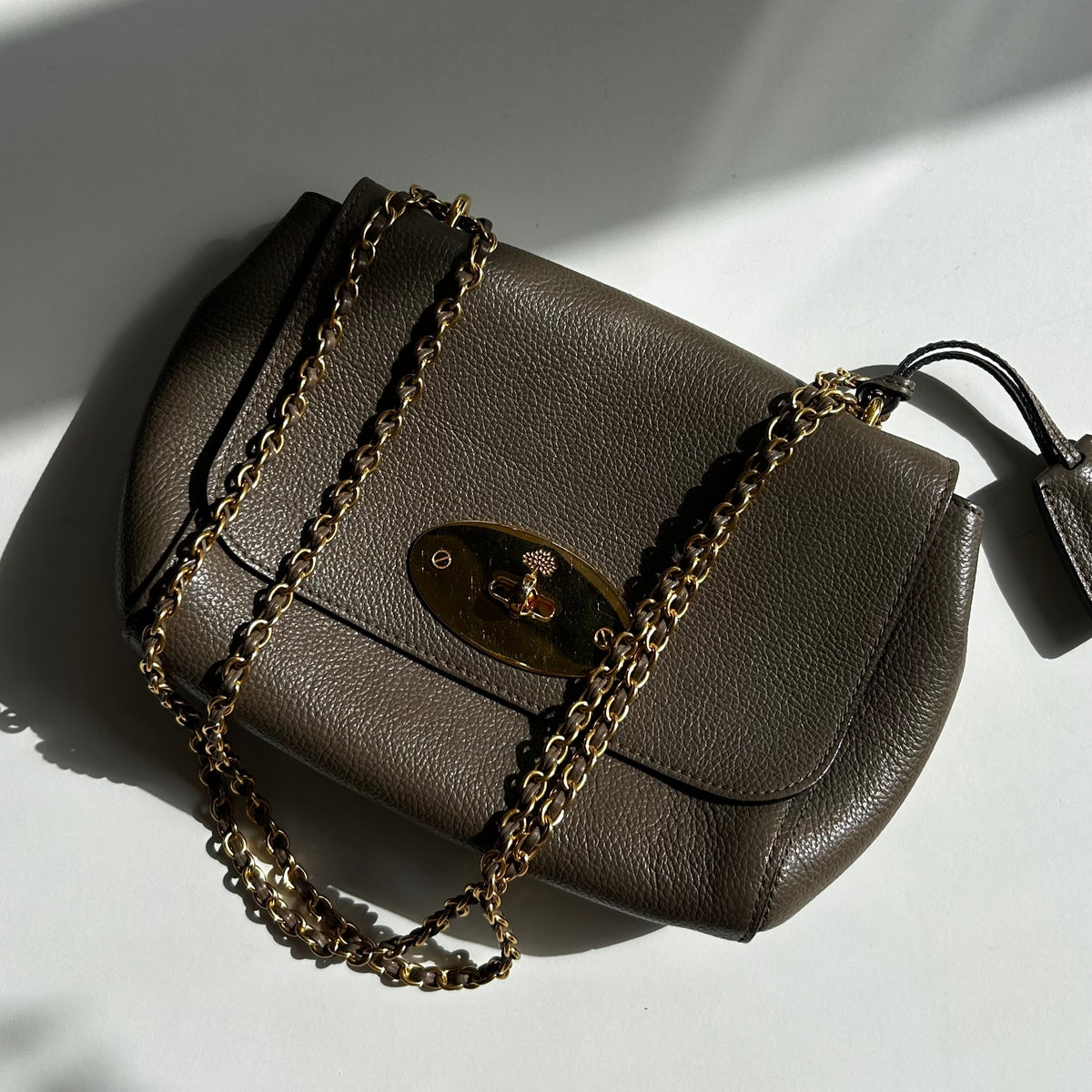 Mulberry Taupe Lily Micro Classic Grain Leather Bag